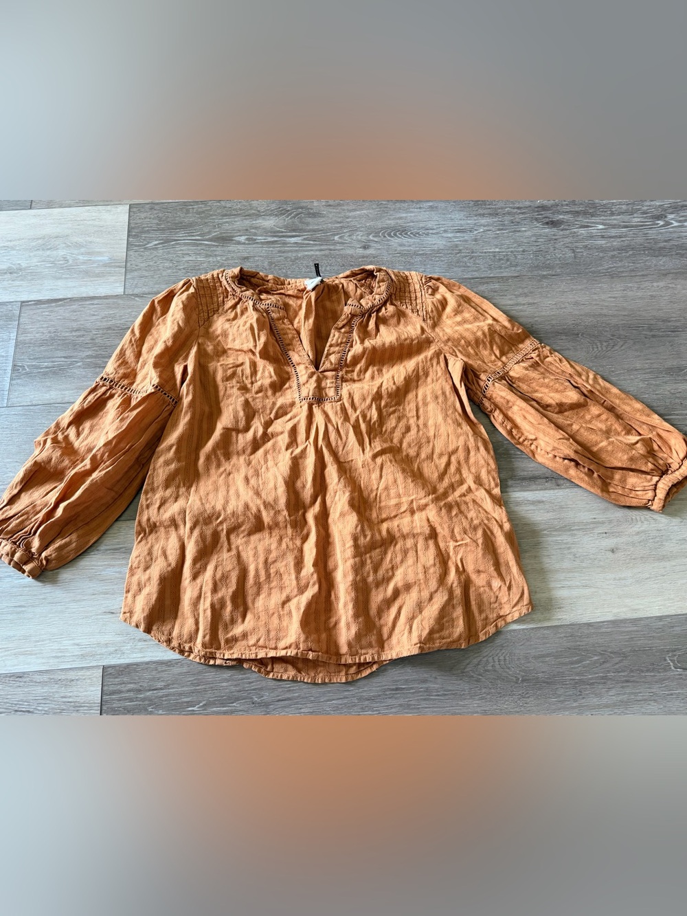 Anthropologie Women's Long Sleeve V-Neck Embroidered Blouse - Medium